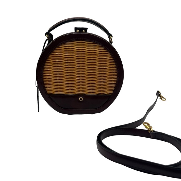 ETIENNE AIGNER ROUND WICKER LEATHER CROSSBODY BAG - Picture 11 of 16